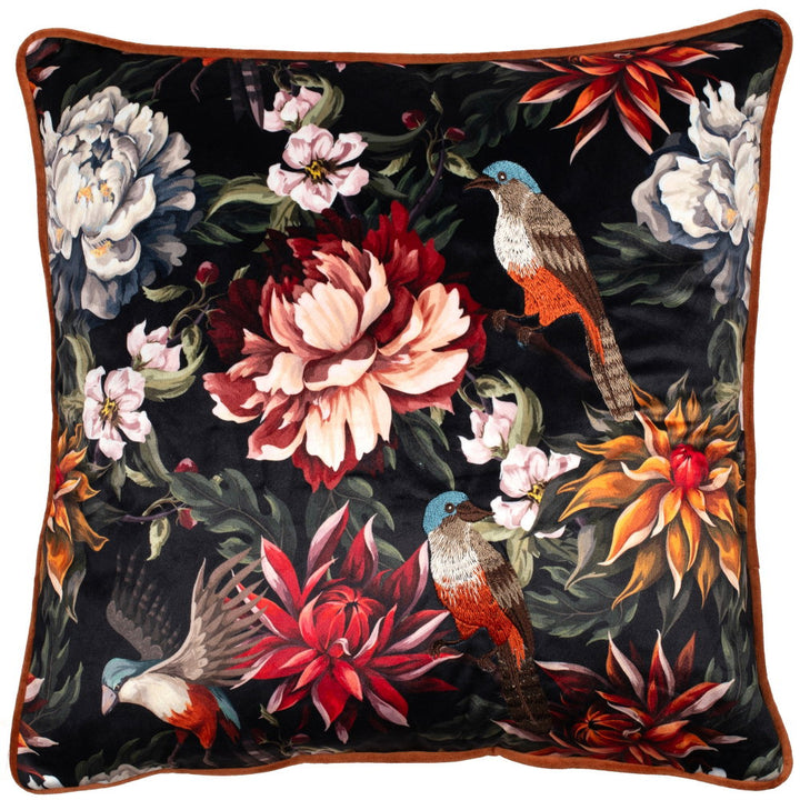 Printed  Hummingbirdcushion on velvet with embroidary and piped 45 x 45 , Printed  Hummingbirdcushion on velvet with embroidary and piped 45 x 45