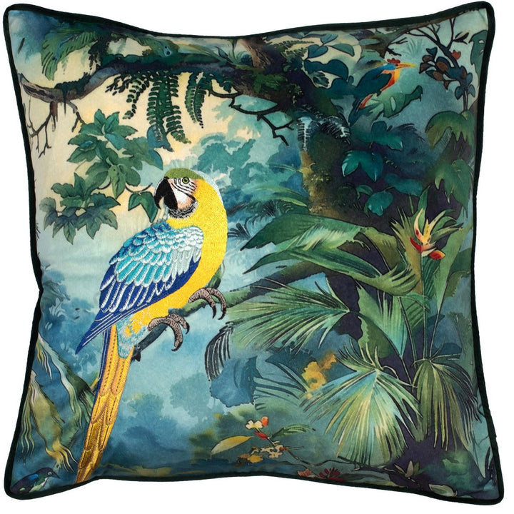 Embroidered Parrot on velvet 45 x 45 , Embroidered Parrot on velvet 45 x 45
