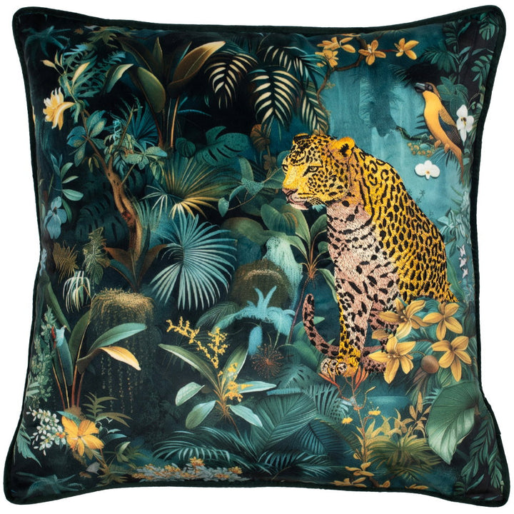 Embroidered Leopard on velvet 45 x 45 , Embroidered Leopard on velvet 45 x 45