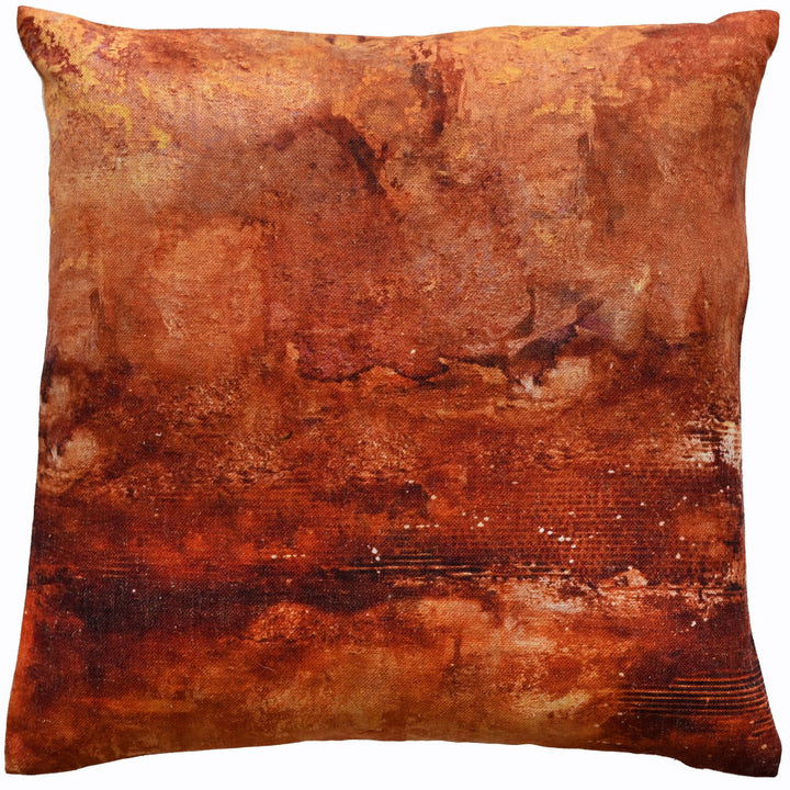 RUST COLOUR ABSTRACT ON FAUX LINEN 45 X 45 , RUST COLOUR ABSTRACT ON FAUX LINEN 45 X 45
