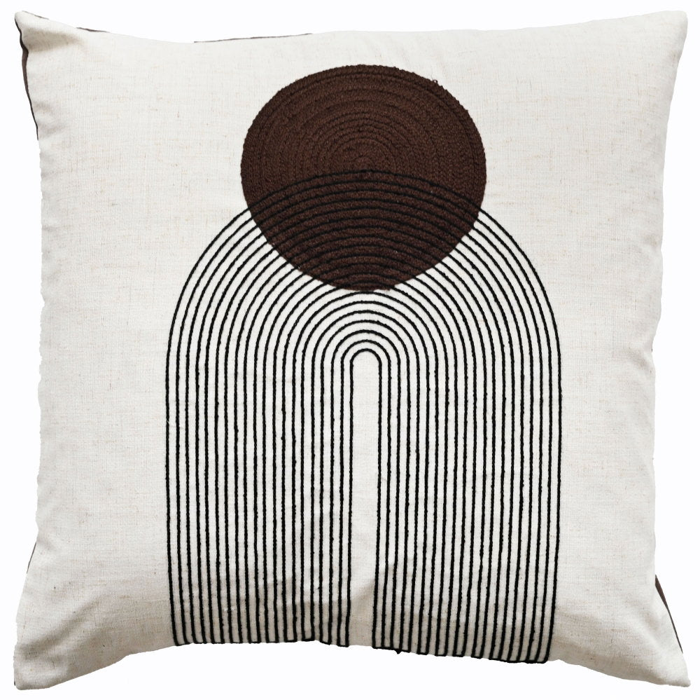 ART DECO DESIGN WITH CHAIN CREWEL STITCH BROWN  45 X 45 , ART DECO DESIGN WITH CHAIN CREWEL STITCH BROWN  45 X 45