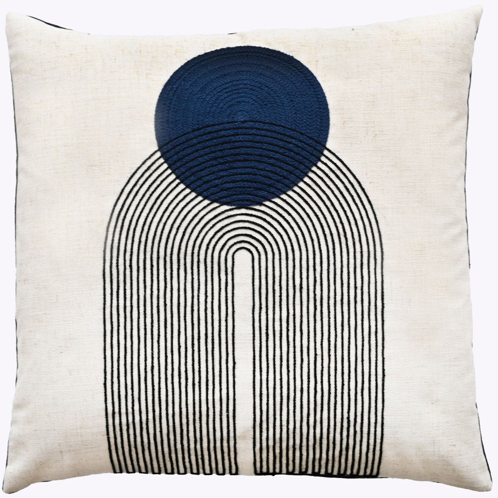 ART DECO DESIGN WITH CHAIN CREWEL STITCH NAVY 45 X 45 , ART DECO DESIGN WITH CHAIN CREWEL STITCH NAVY 45 X 45