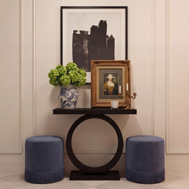 Santos Small French Blue Pouffe