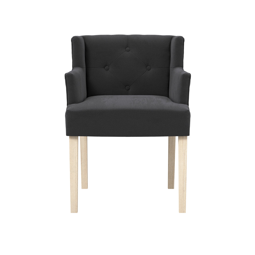 Shay Anthracite Winged Chair with Arms