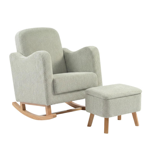 Soother Nursing Chair and Footstool Sage Boucle