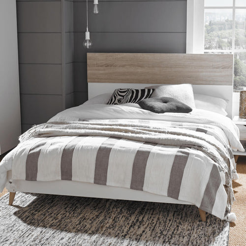 Stockholm Double Bed White-Oak