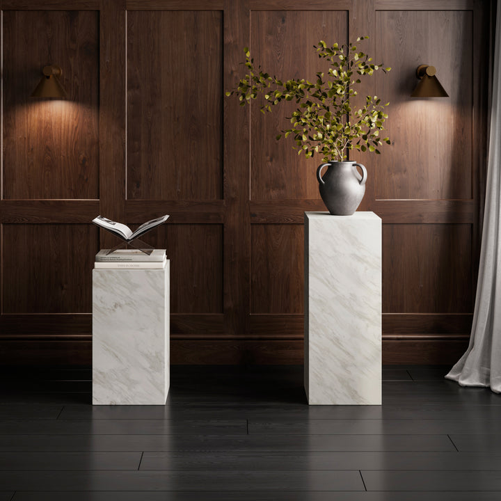 Sur White Marble Large Pedestal