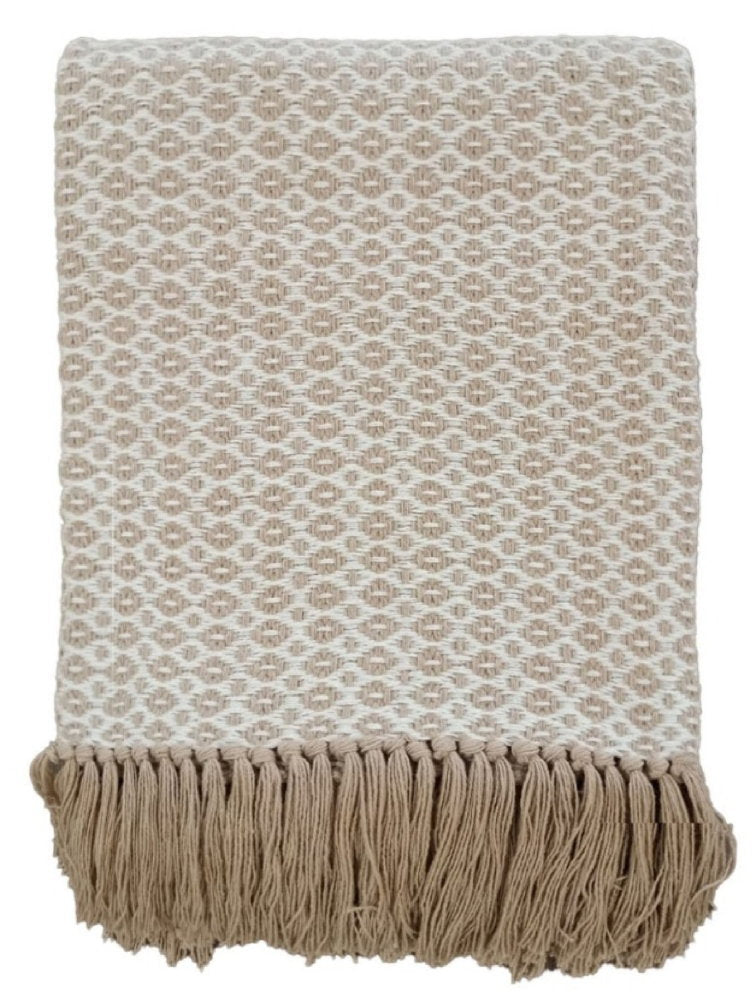 COTTON DIAMOND WEAVE THROW OLIVE130X180