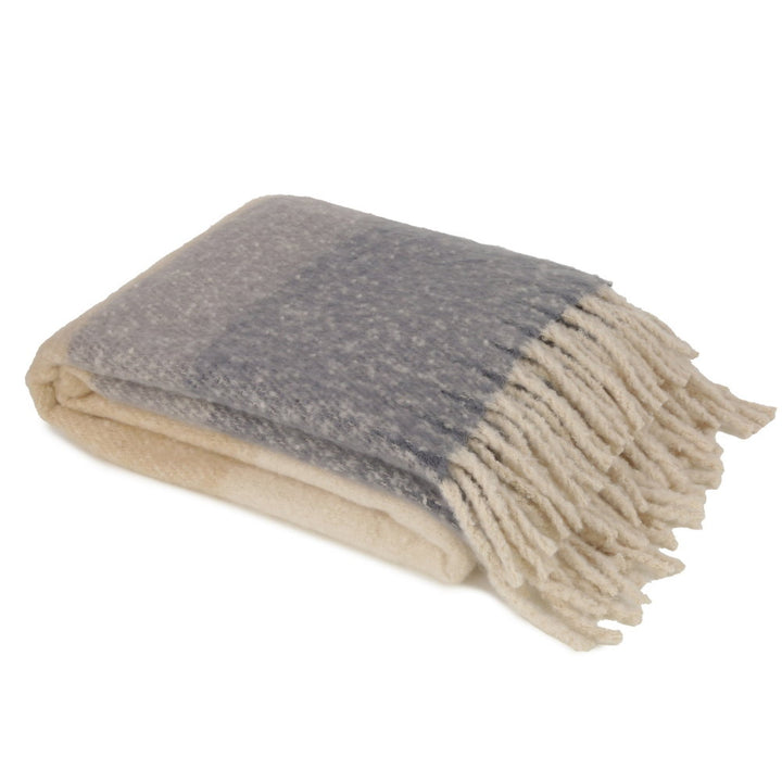 COASTAL STRIPE THROW ON FAUX MOHAIR 130 X 180 , COASTAL STRIPE THROW ON FAUX MOHAIR 130 X 180