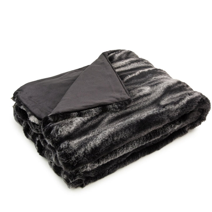 CHARCOAL STRIPE FAUX FUR THROW 150 X 200 , CHARCOAL STRIPE FAUX FUR THROW 150 X 200 , CHARCOAL STRIPE FAUX FUR THROW 150 X 200