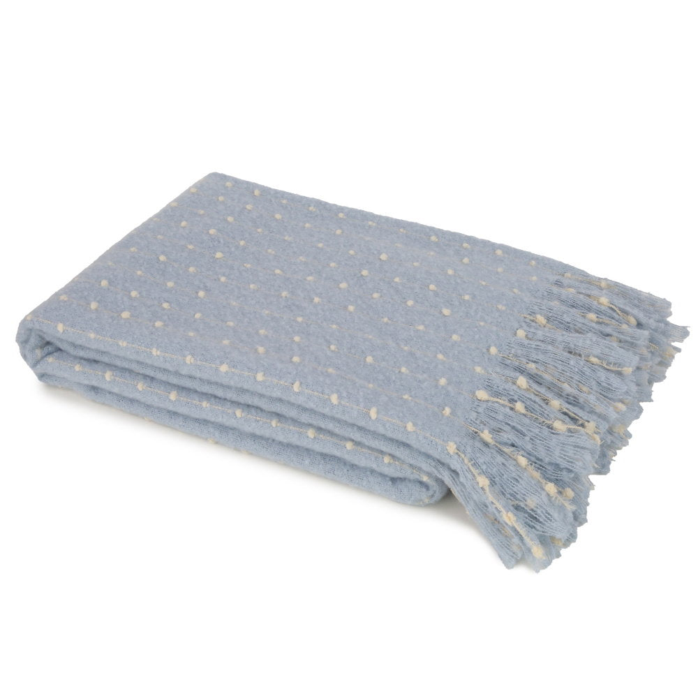 BLUE RAISE DOT LINE THROW ON FAUX MOHAIR 130 X 180 , BLUE RAISE DOT LINE THROW ON FAUX MOHAIR 130 X 180