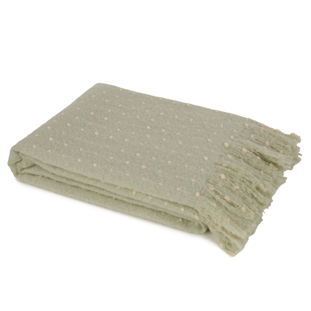 MINT RAISE DOT LINE THROW ON FAUX MOHAIR 130 X 180 , MINT RAISE DOT LINE THROW ON FAUX MOHAIR 130 X 180