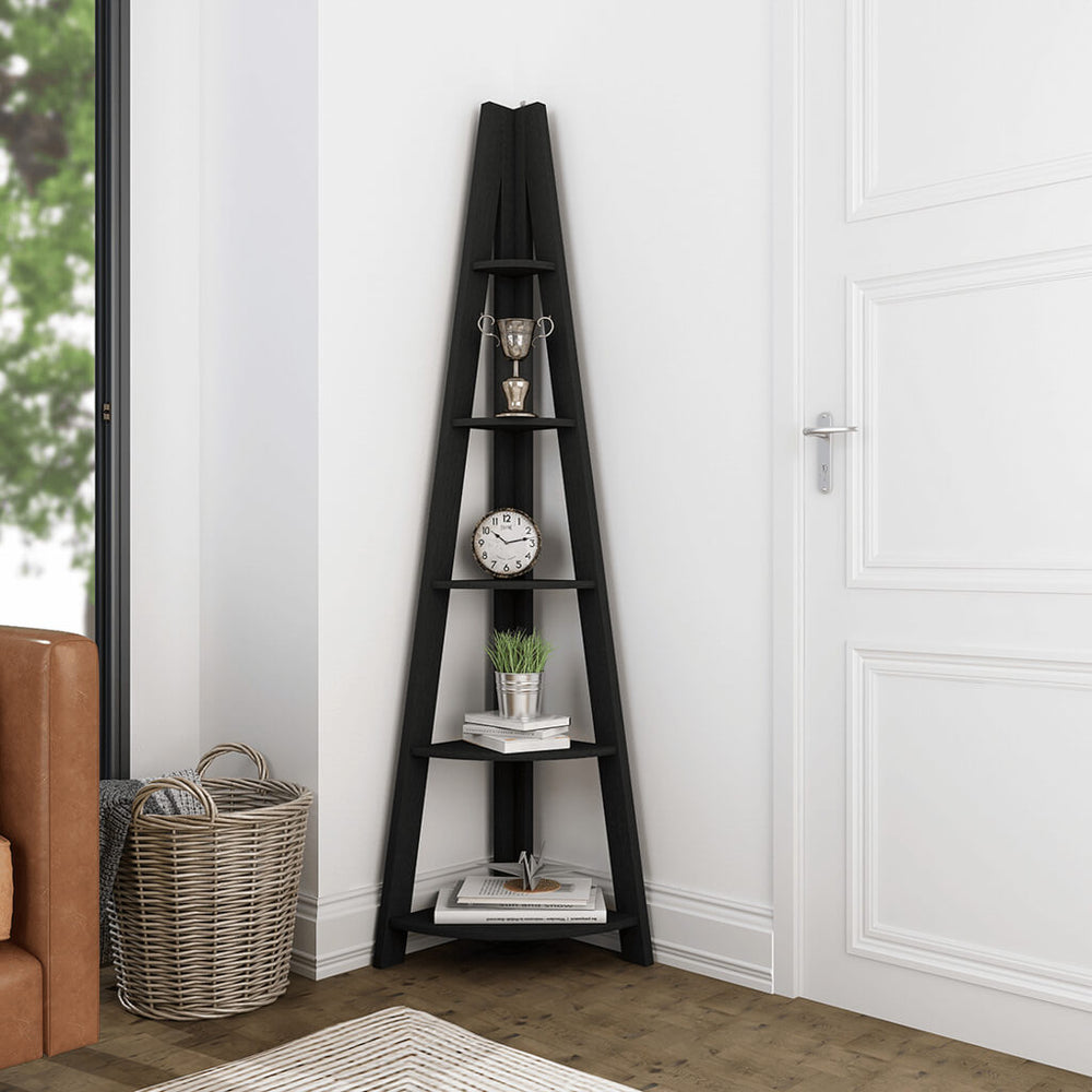 Tiva Black Corner Ladder Shelving