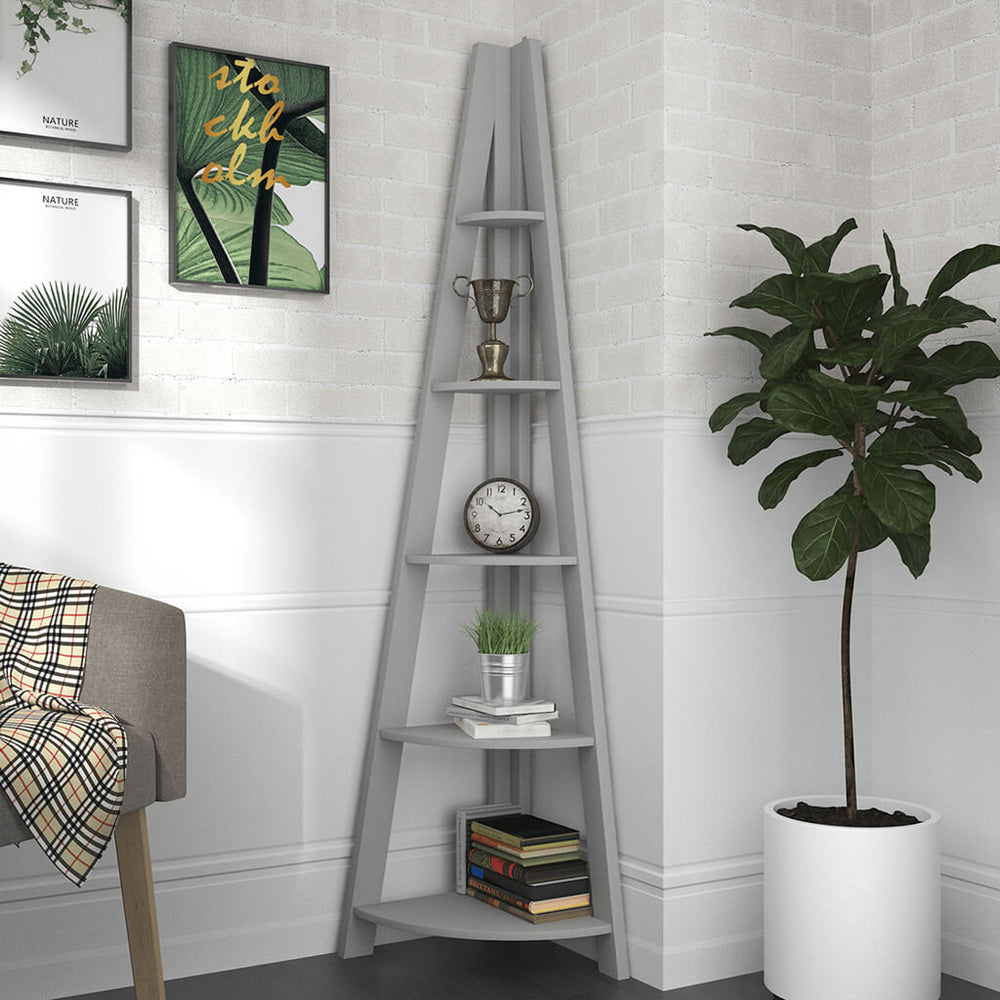 Tiva Grey Corner Ladder Shelving