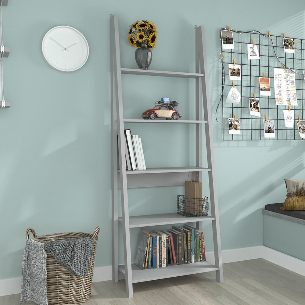 Tiva Grey Ladder Bookcase