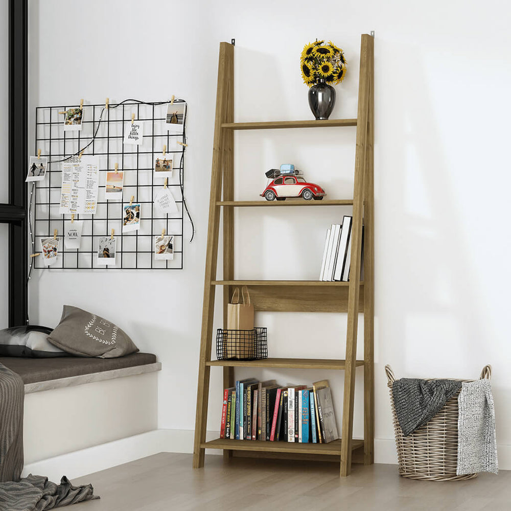 Tiva Oak Ladder Bookcase