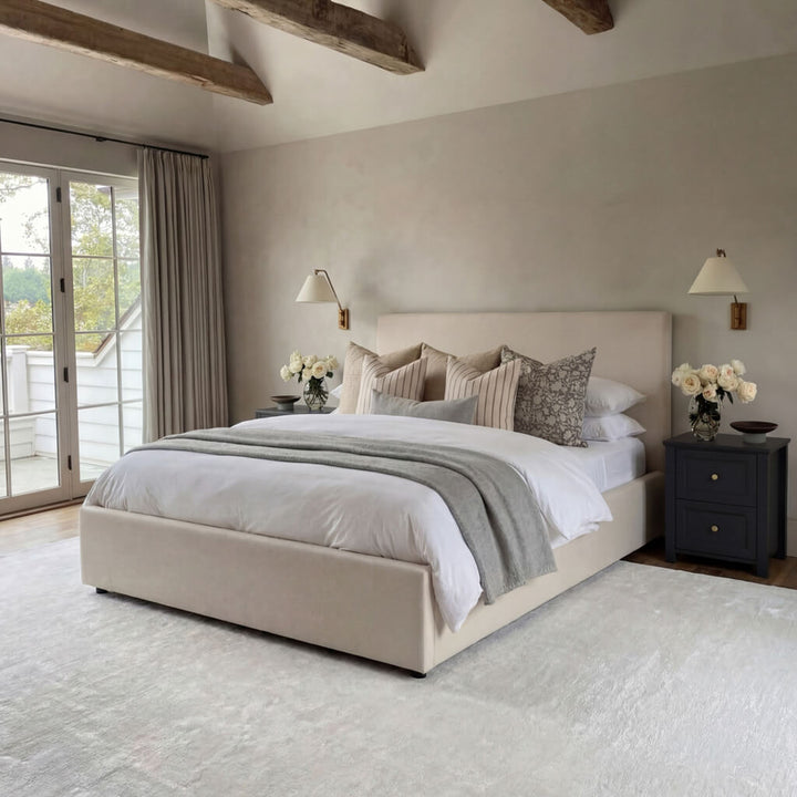 Wilder Antique White Double Ottoman Bed
