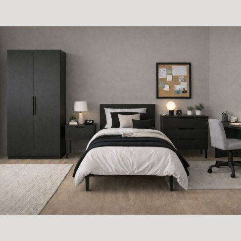 Luna Single Drawer Bedside – Black
