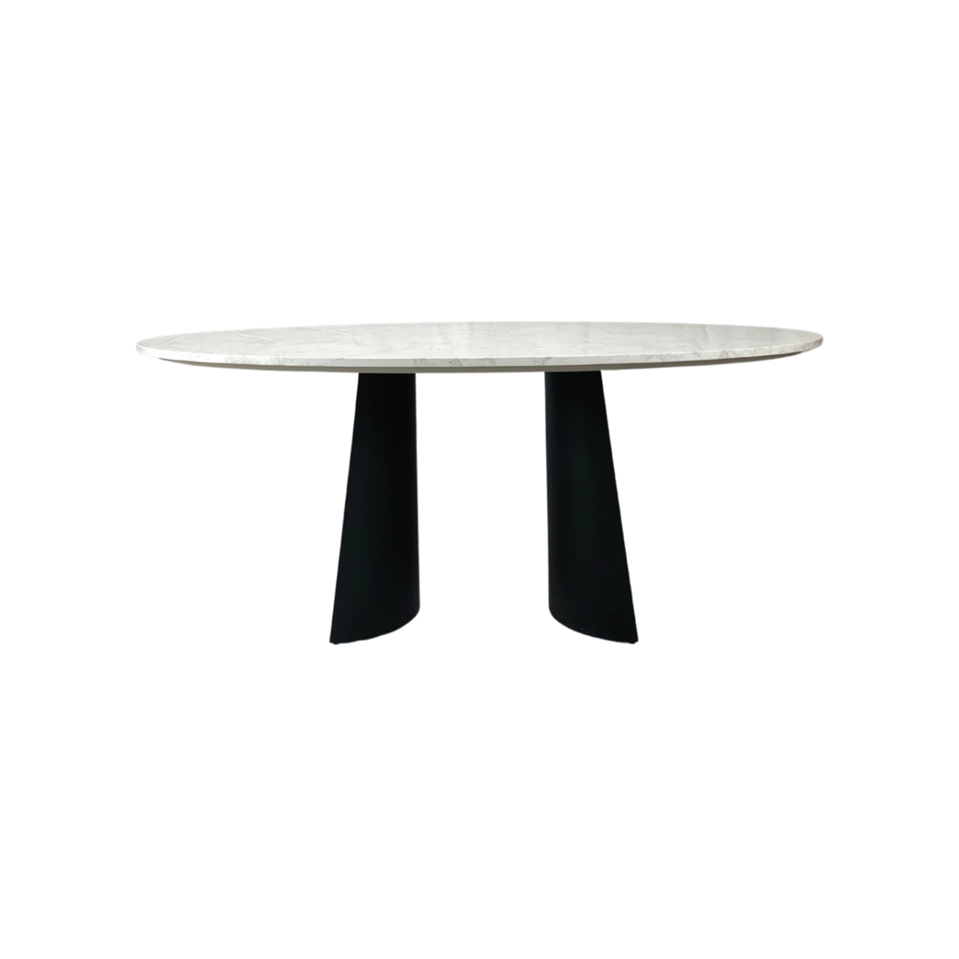 Rosemary Oval Dining Table in black white marble by Twenty10